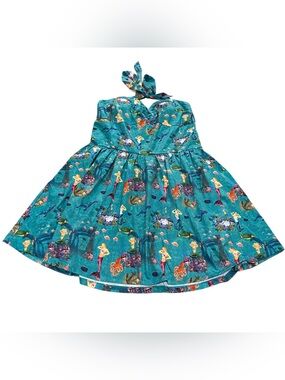 NEW Lindy Bop Retro Rockabilly Summer Mermaid Pinup Print Halter Dress US 20